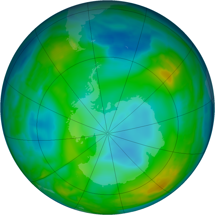 Antarctic ozone map for 14 June 2009
